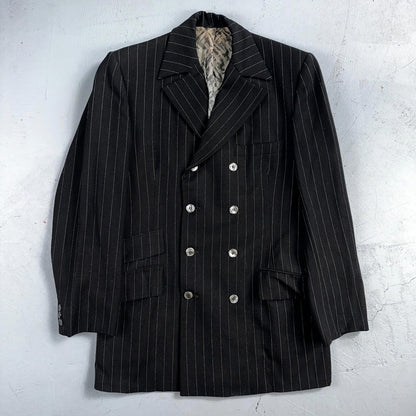 VTG Mens Suit 36 Double Breast 8 Button Jacket Sport Coat Rockabilly 50s Striped