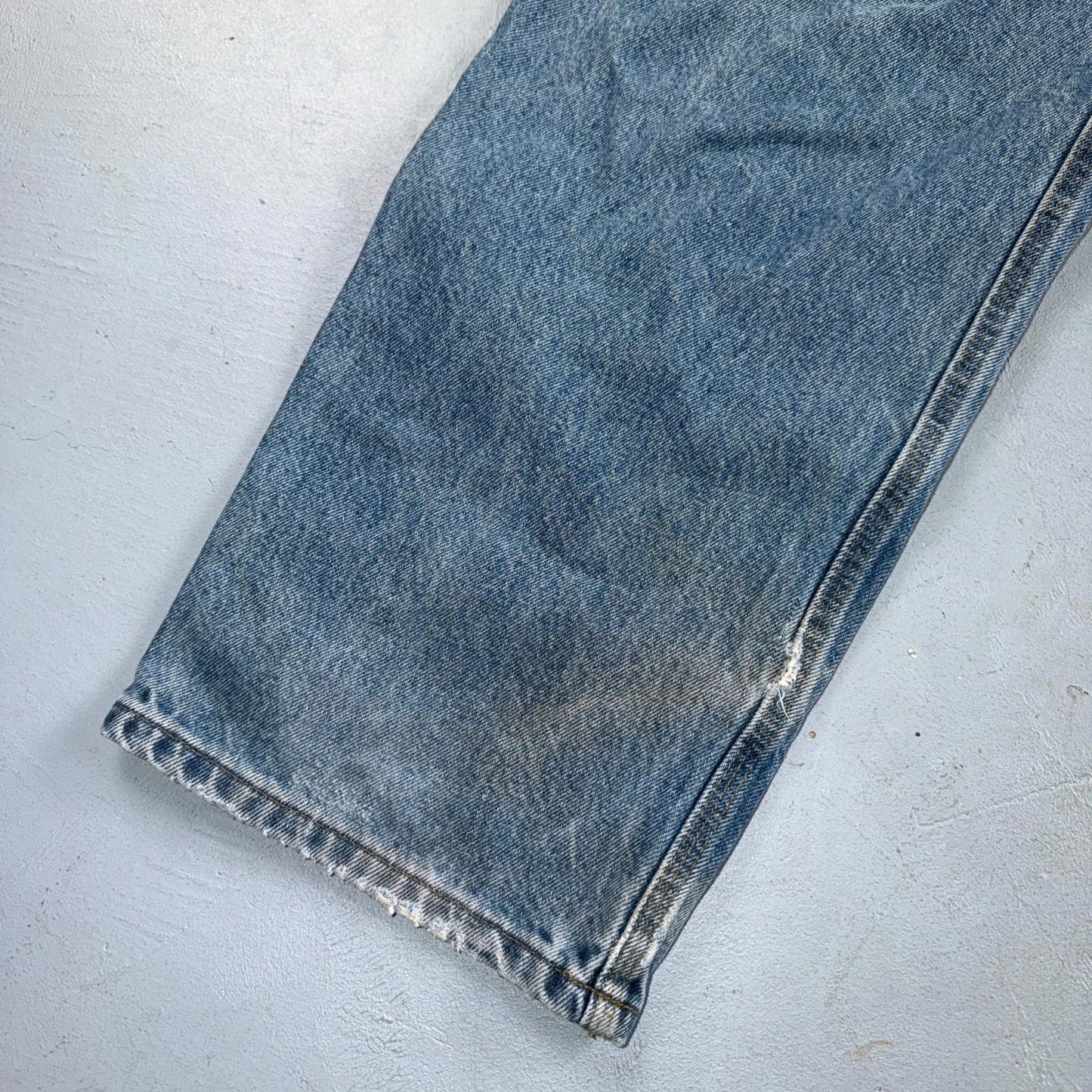 VTG Carhartt Men’s B73 DST 36x32 Double Knee Denim Jeans Workwear Thrashed