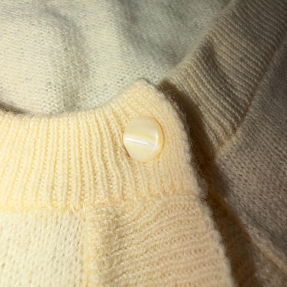 VTG 1940s 1950s Wool Caridgan Sweater Rockabilly Womens Mod Knit Ivory Shawl