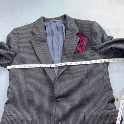 VTG 80s Christian Dior 3 Piece Suit 3pc Wool Gray Pinstripe 40 34x32 Pants Vest