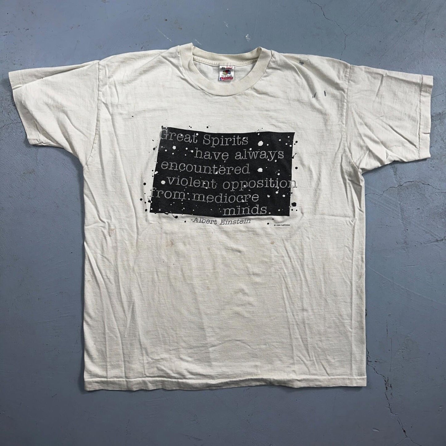 Albert Einstein 90s VTG T Shirt Great Spirits Quote Genius FOTL 1994 RARE Earth