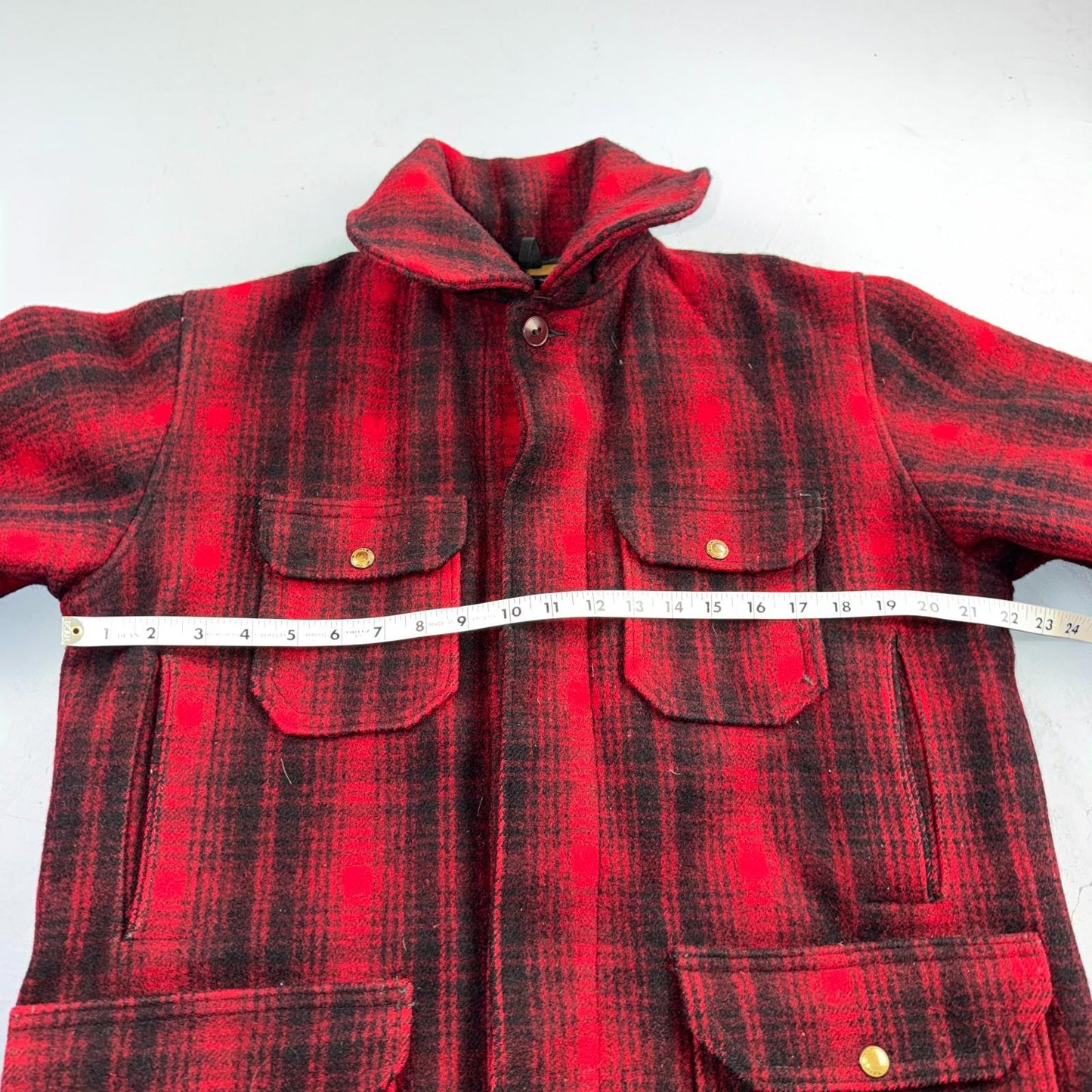 Vintage Woolrich Mackinaw Jacket 1940s Buffalo Plaid Hunting Wool Coat 40s Chore