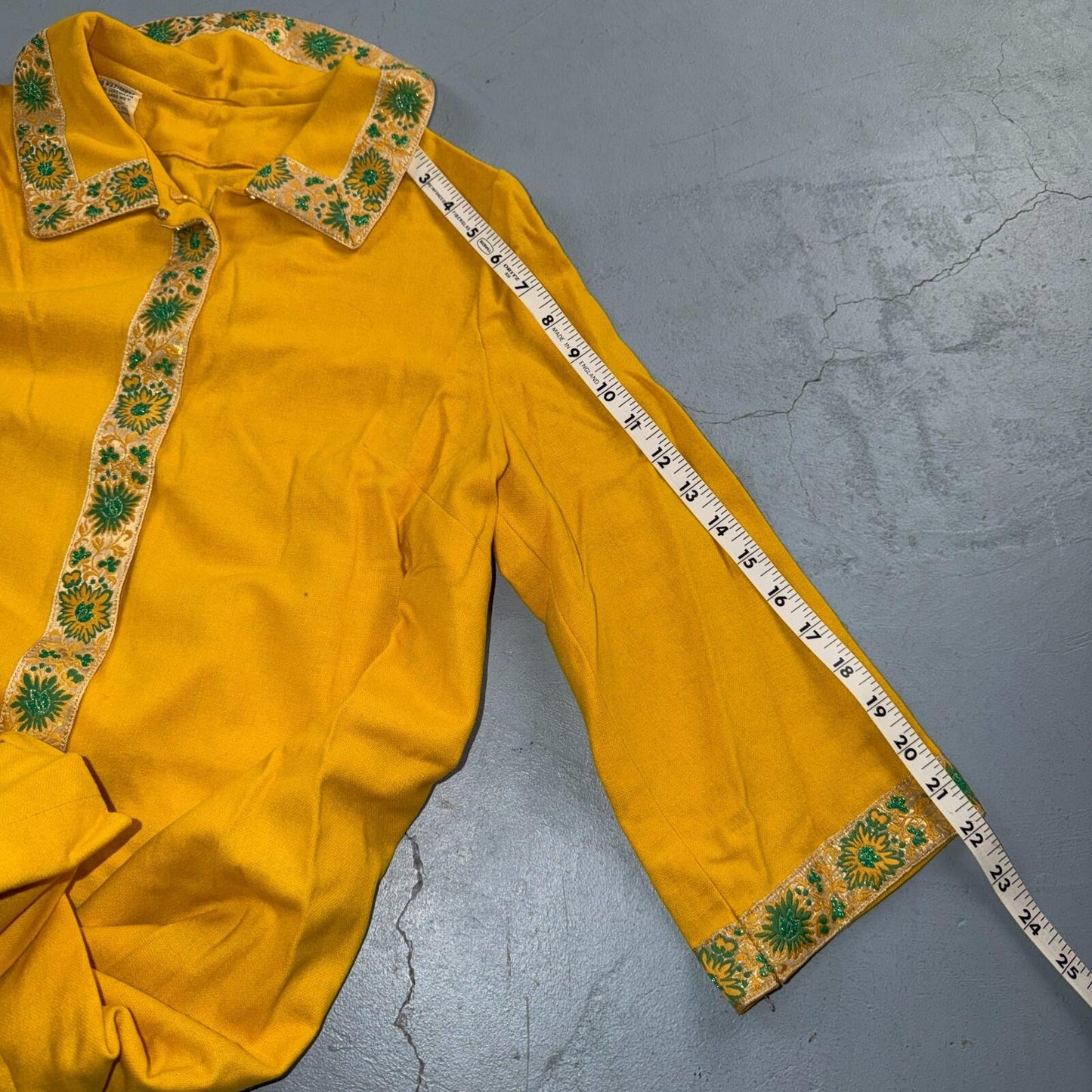 VTG 50s 60s Yellow Long Dress Summer Vibe Movie Belted Boho Hippy Rockabilly