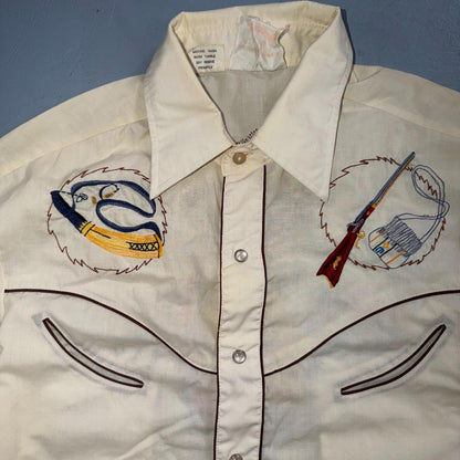 Kennington VTG Rocking K Ranchwear Shirt M Native Chief Pearl Snap Western 70s