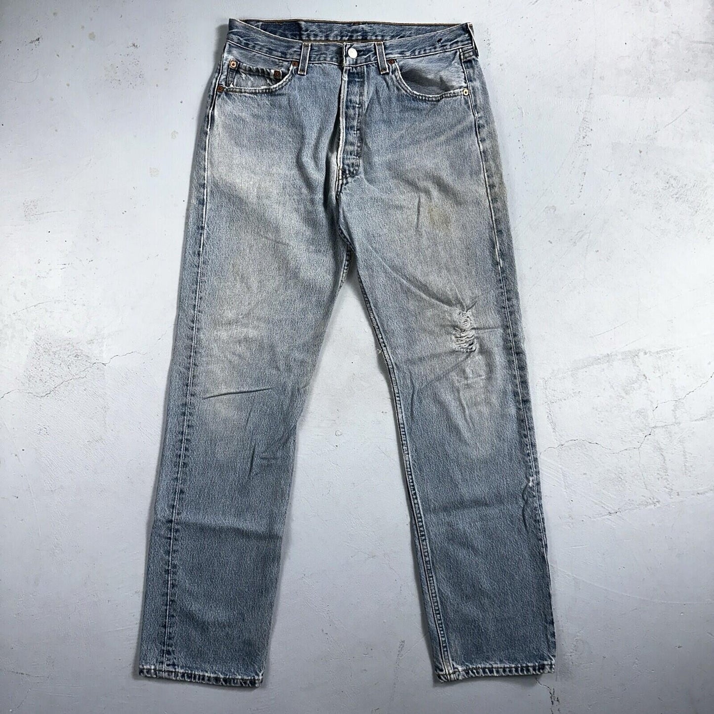 Levis 501 Vintage 90s USA XX Straight Leg Jeans 34x34 Light Wash Act 31x32