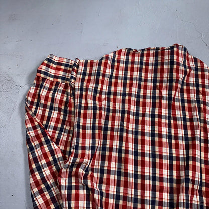 Sears VTG Western Wear L Plaid Ranch Rodeo Shirt Jacket Pearl Snap Red 16