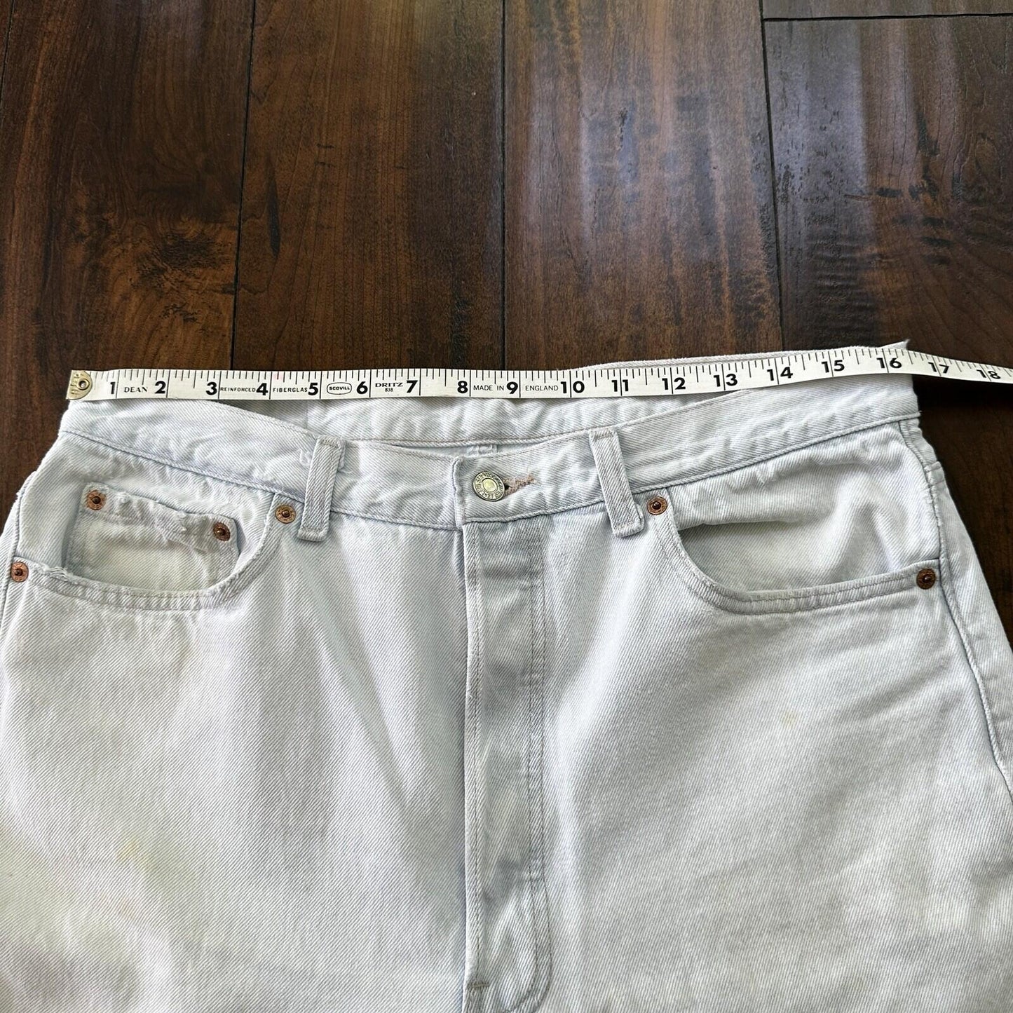 Vintage 90s Levis 501 USA 36x30 Tag Jeans 80s Blue Light Wash Act Worn 33x29