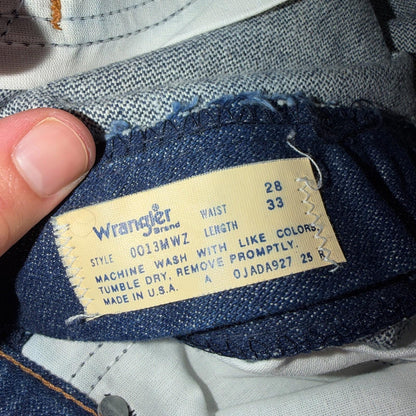 VTG Wrangler Men's 13MWZ Dark Wash High Rise Rigid Cowboy Jeans 28x33 Talon USA