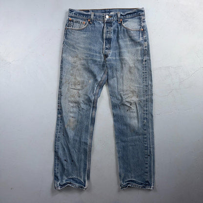 Levis 501 Vintage Y2K Mexico Straight Leg Jeans 35x34 90s Light Wash Act 32x29