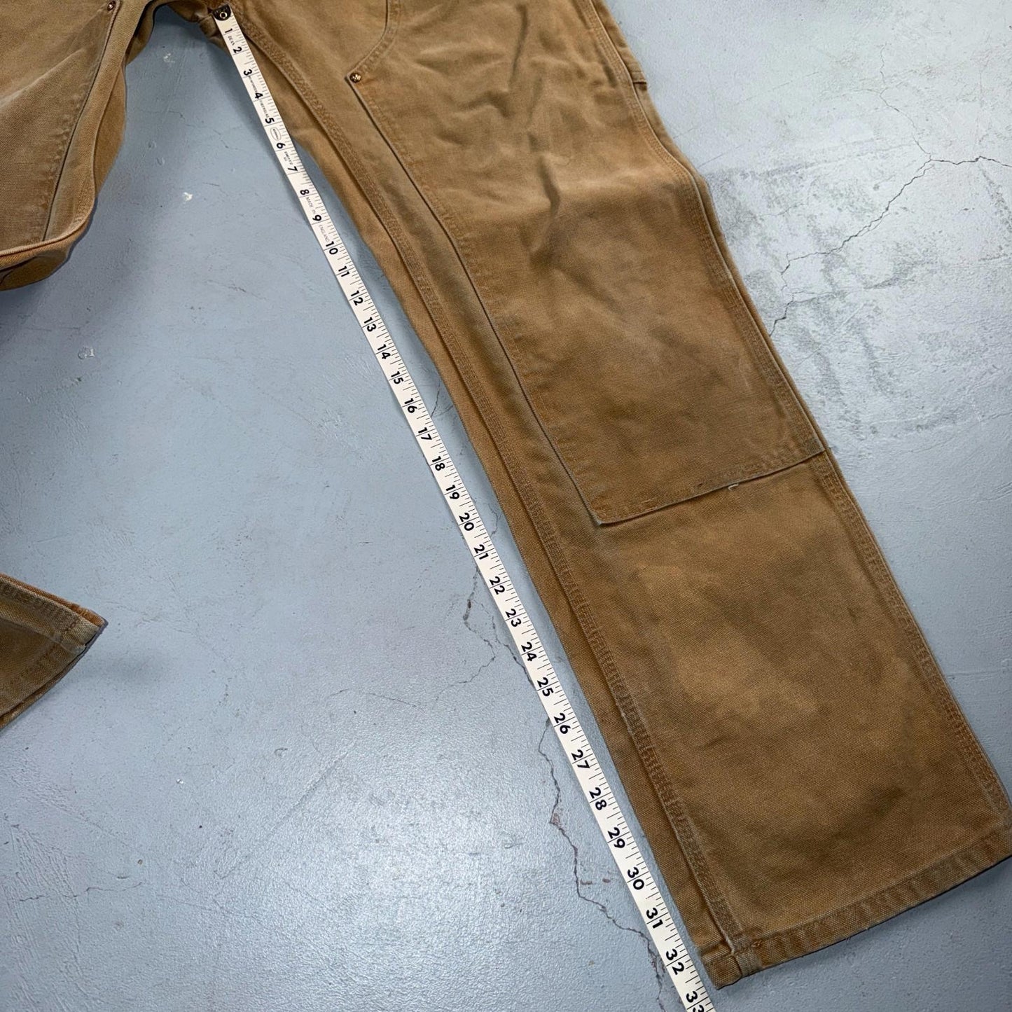 Carhartt VTG Double Knee Carpenter Pants B01 USA BRN Brown 32x34 Thrashed 30x33