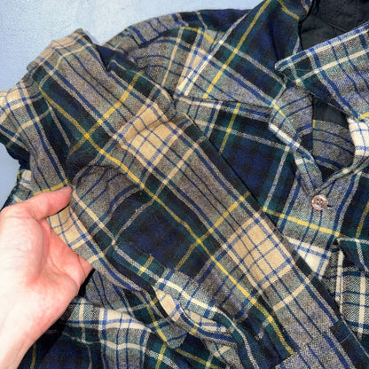 VTG 70s Penneys Towncraft Loop Collar Wool Plaid Shirt Camp Board Rockabilly