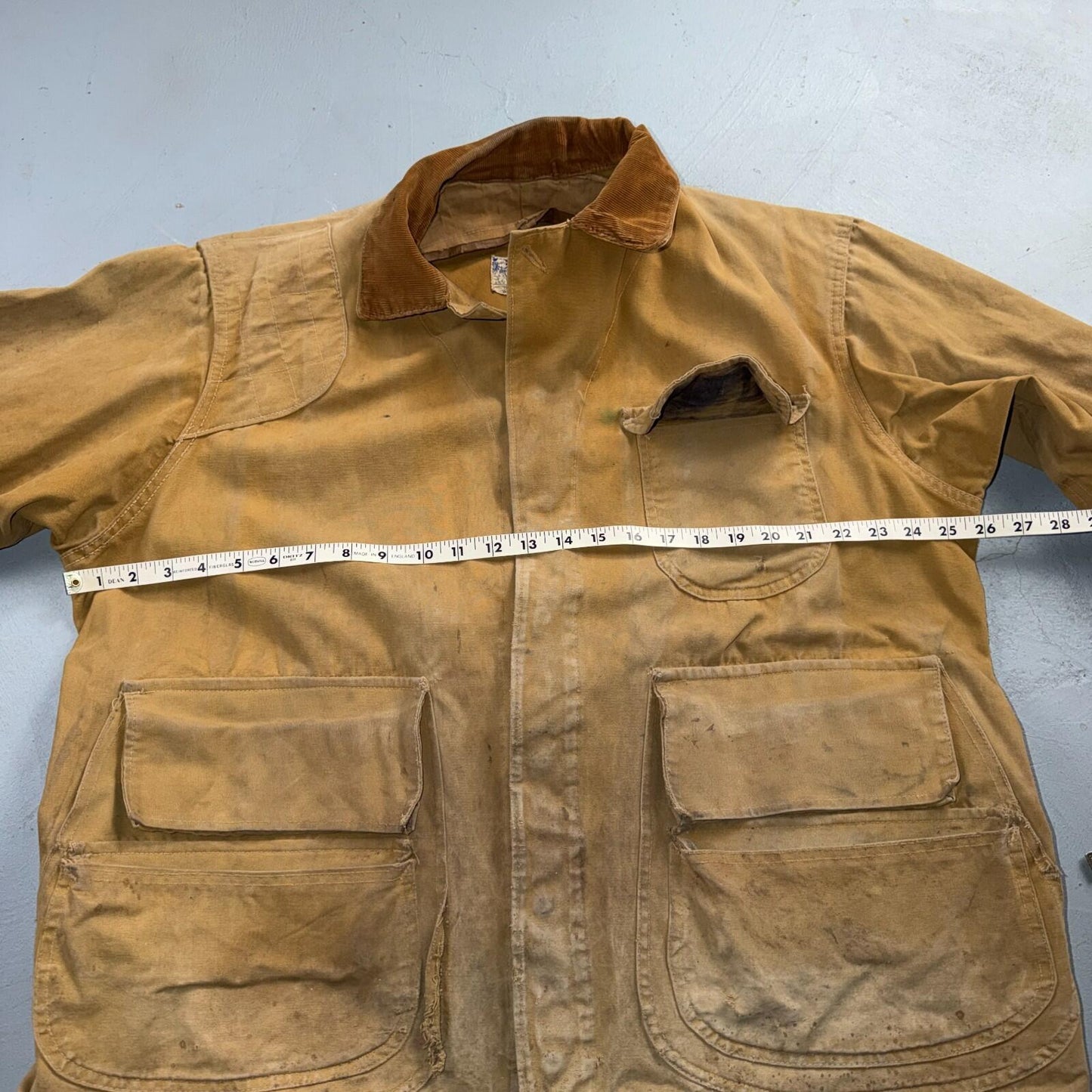 Hinson Bodyguard Men’s Vtg 1940s Hunting Jacket Coat USA Corduroy Trim Brown 46
