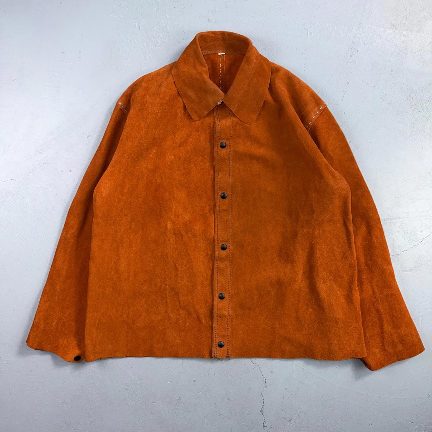 VTG 60s 50s Brown Suede Leather Button Jacket Western Snap Rockabilly Staple