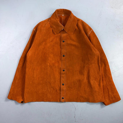 VTG 60s 50s Brown Suede Leather Button Jacket Western Snap Rockabilly Staple