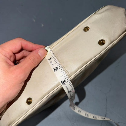 Vintage 1960s White Handbag Double Handle Clasp Closure by Best Co USA Made