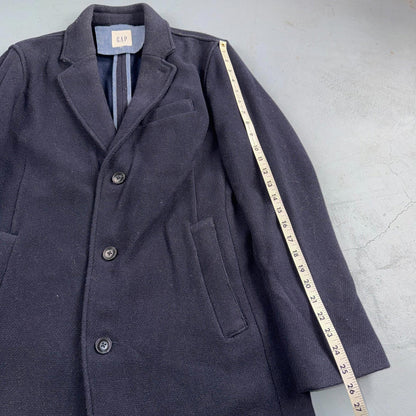 Gap Trench Coat Mens S Navy Wool Blend Overcoat Lanificio Nello Fabrics Italy