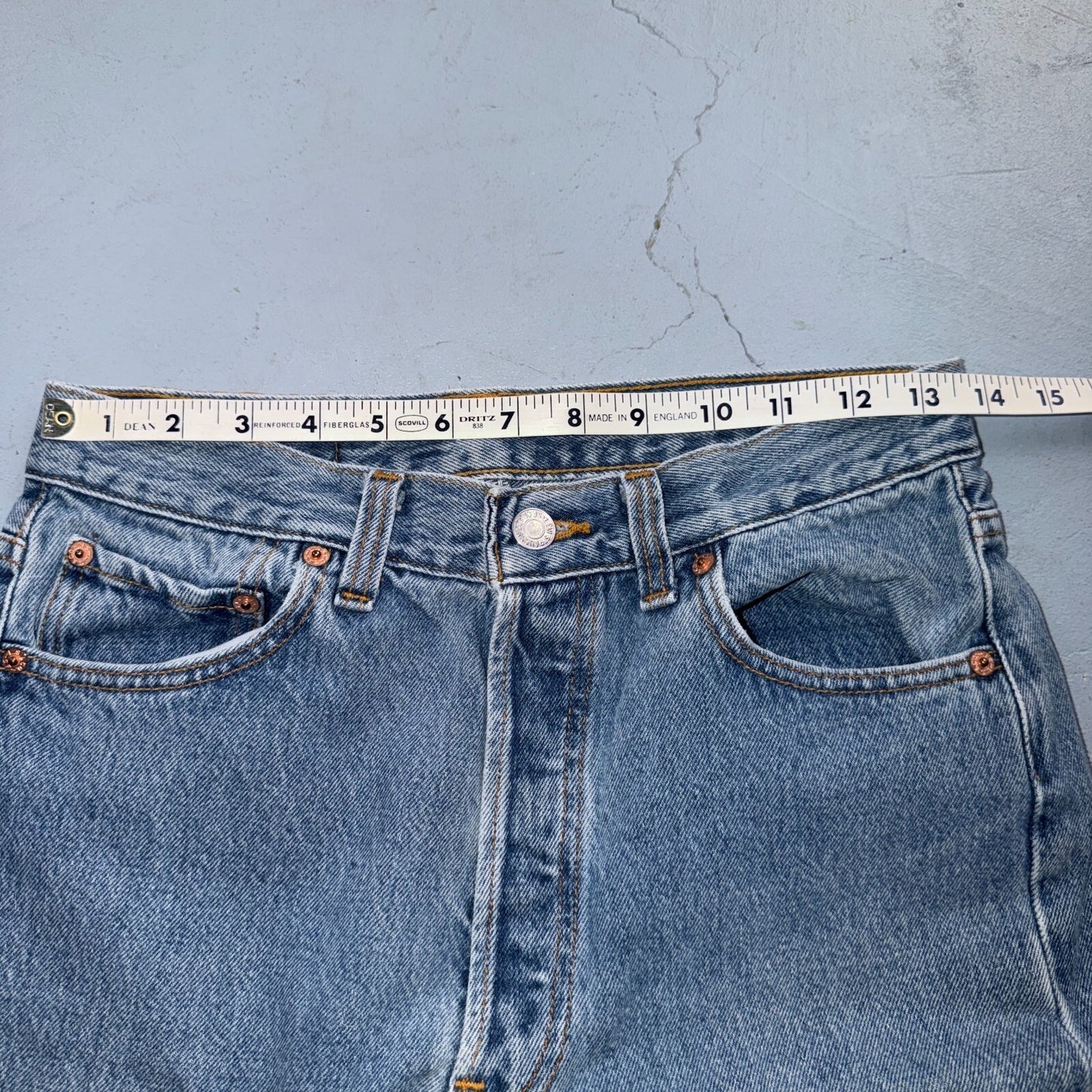 Levis 501 Vintage 90s USA XX Straight Leg Jeans Blue Light Wash 30x30 Act 27x28