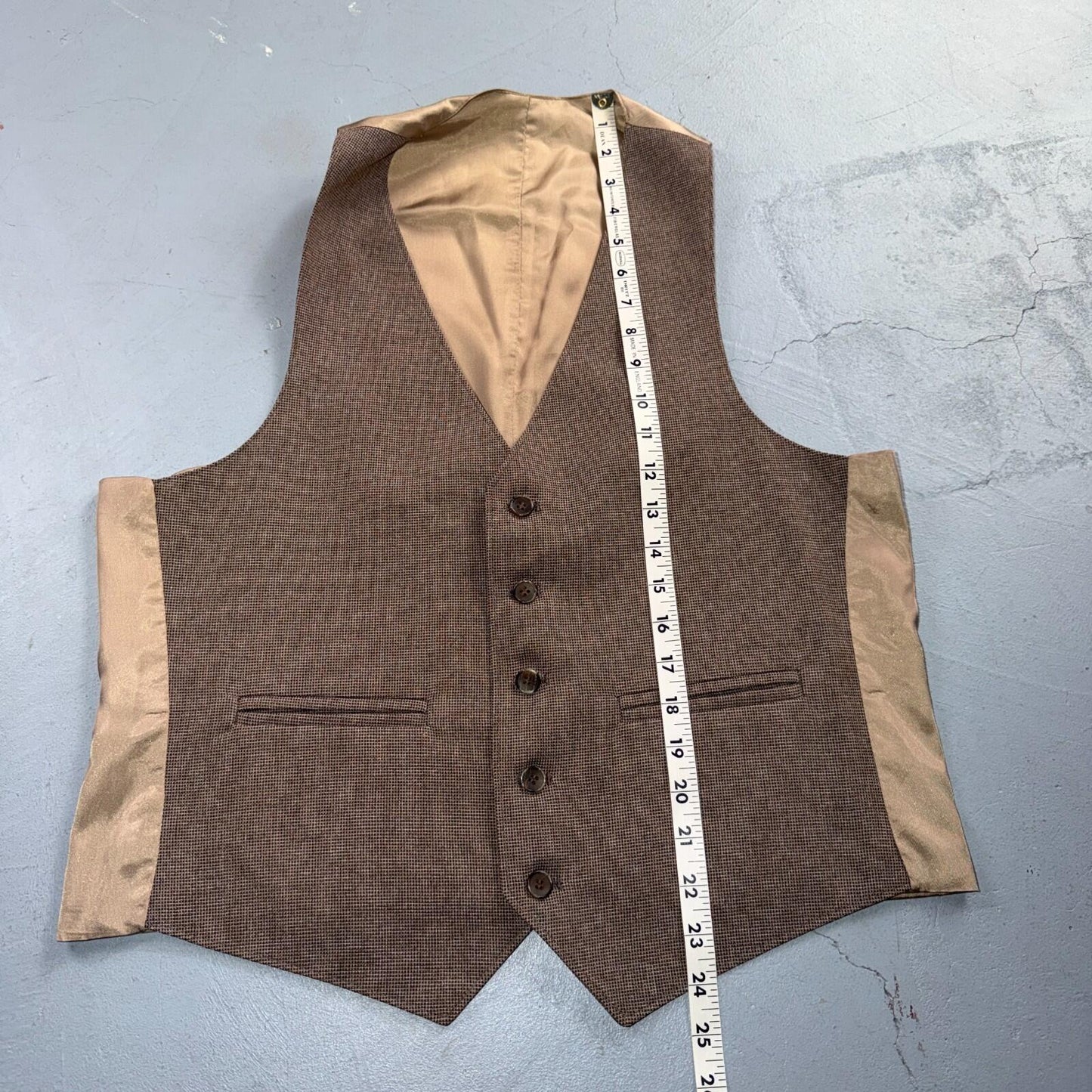 VTG Mens 3 PC Suit 40 Jacket Coat Pants Vest Plaid Rockabilly 70s 1970s Brown