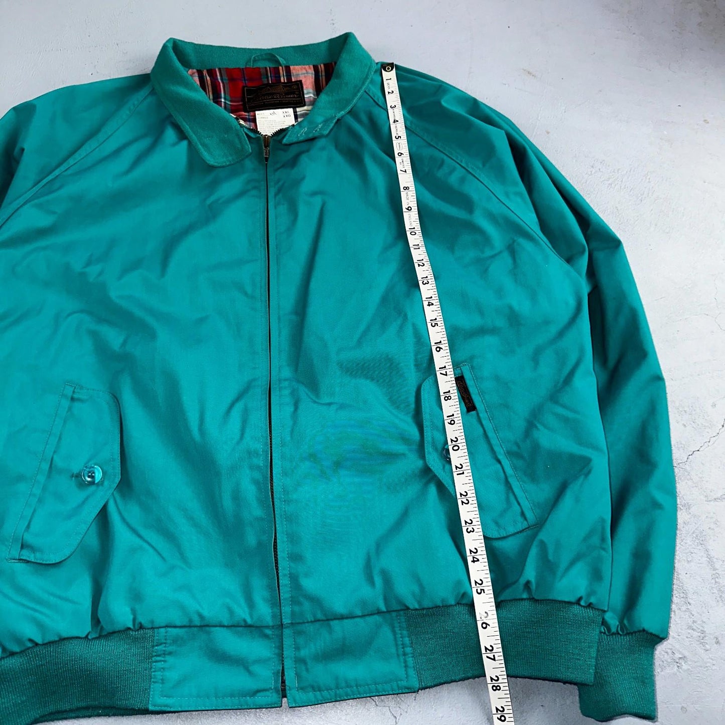 Vintage Eddie Bauer Spring Jacket Men's 2XL Teal Blue Turquoise Plaid Lined