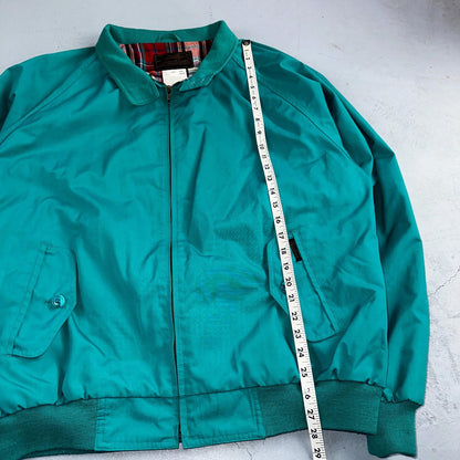 Vintage Eddie Bauer Spring Jacket Men's 2XL Teal Blue Turquoise Plaid Lined