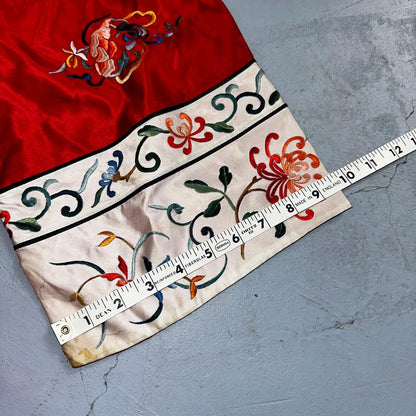 VTG Chinese Silk Cloth Dynasty Palace Red Dragon Robe Kimono Bai Hua Embroidery