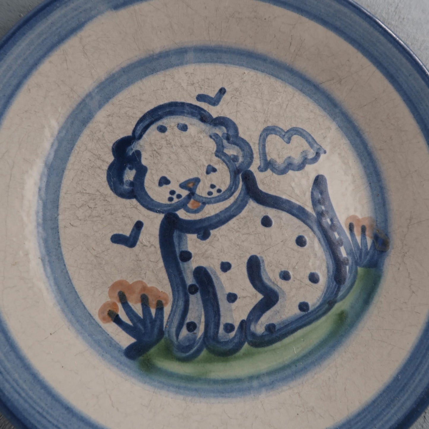 MA Hadley Dinner Stoneware Plate Platter Country Farm Dog And Cow Lot of 2