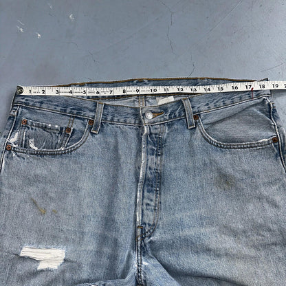 Levis 501 Vintage Y2K XX Straight Leg Jeans 90s Blue Light Wash 38x32 Act 37x30