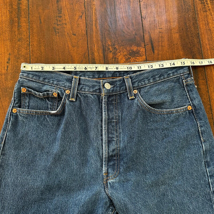 VTG Levis 501 XX Button Fly 90s USA Jeans Denim Straight Capri 34x30 Act 30x25