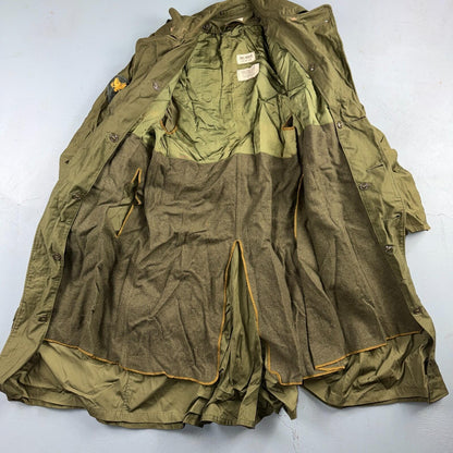 1950s Korean War US Military Wool Lined Overcoat Belted Trench Coat Small VTG