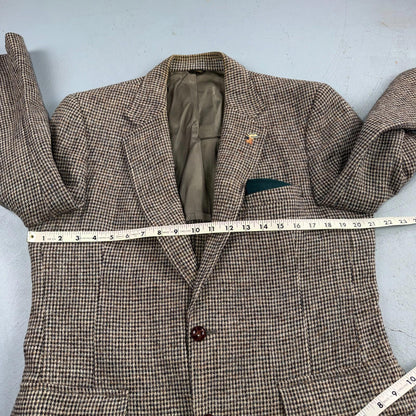 Harris Tweed PBM Vintage 42 Blazer Gray Herringbone Wool Sport Coat USA 1970s