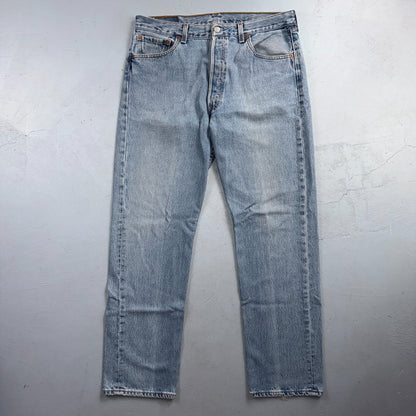Levis 501 Vintage 90s USA XX Straight Leg Jeans Blue Light Wash 36x32 Act 35x31