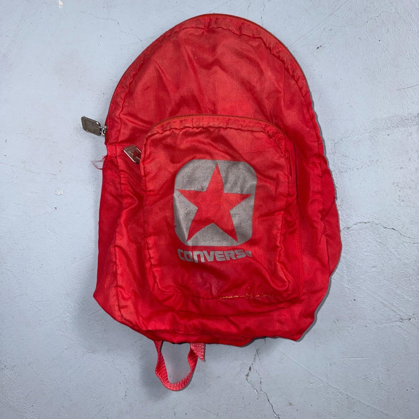 Vintage Converse Canvas Backpack Red 80s Old School Style Nylon Gym