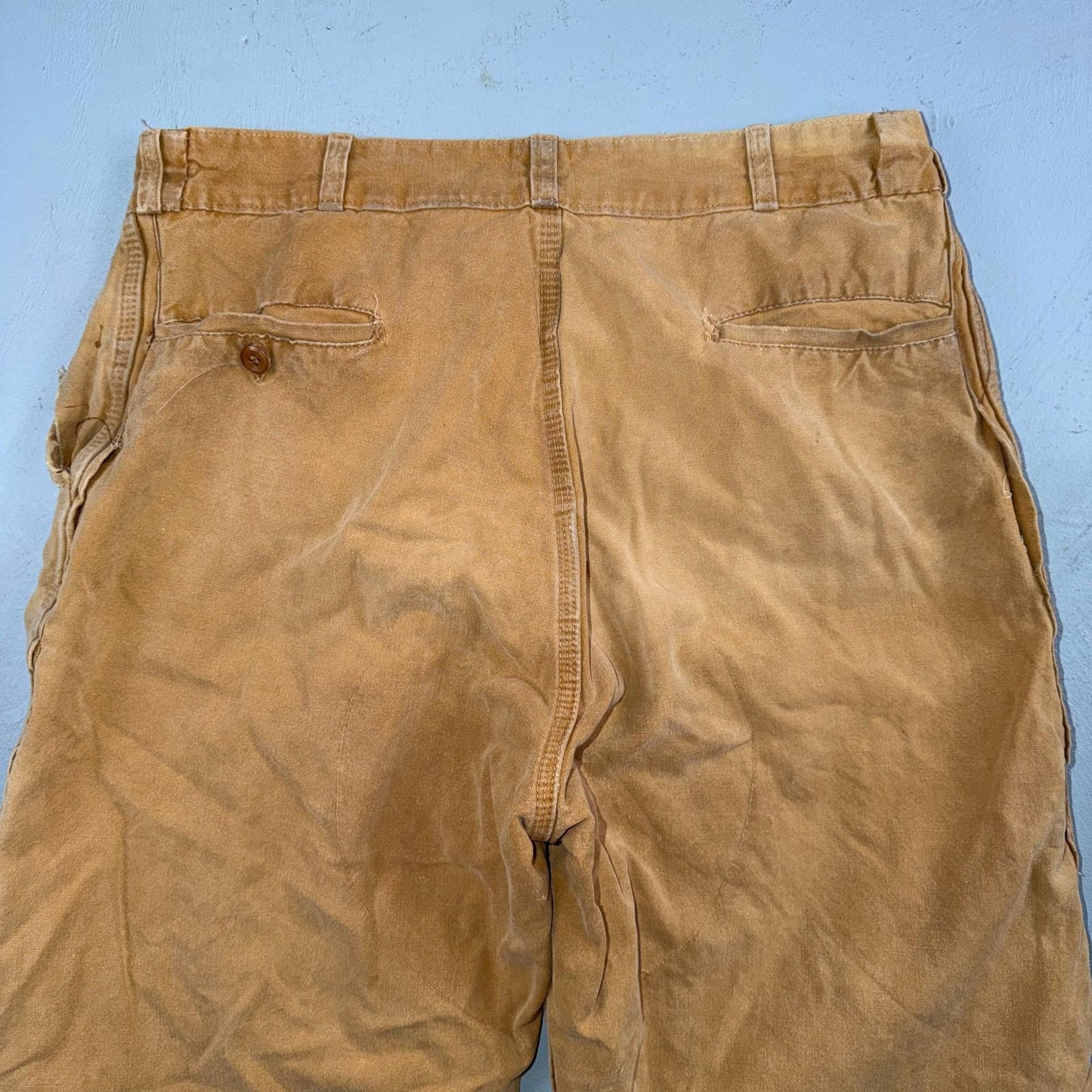 Vintage 50s 60s Zipper Pants Mens 32x24 Khaki Casual Creased Outdoor Rockabilly