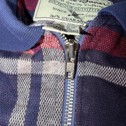 Vintage Eddie Bauer Plaid Quarter Zip Cotton Sweater Men’s M Red Blue Y2K