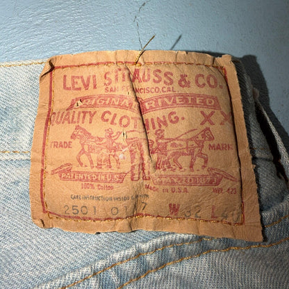 Levis 501 Vintage 80s Redline Selvedge USA XX Jeans Bleach Wash 32x40 Act 30x35