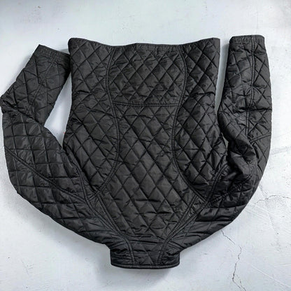 Nike Jacket VTG Womens M Black Quilted Full Zip Mock Neck Pockets Y2K 2000s