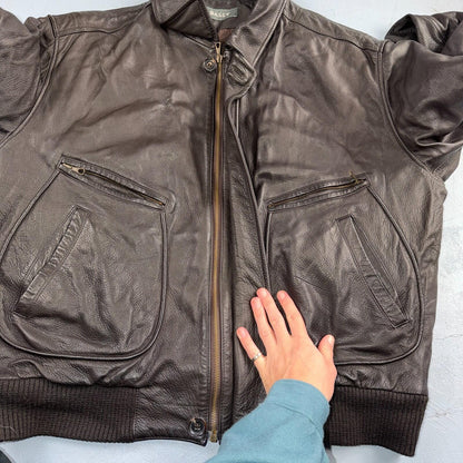 Bally Brown Leather Jacket Mens Size 44 Bomber Coat Made in Italy Soft Wool