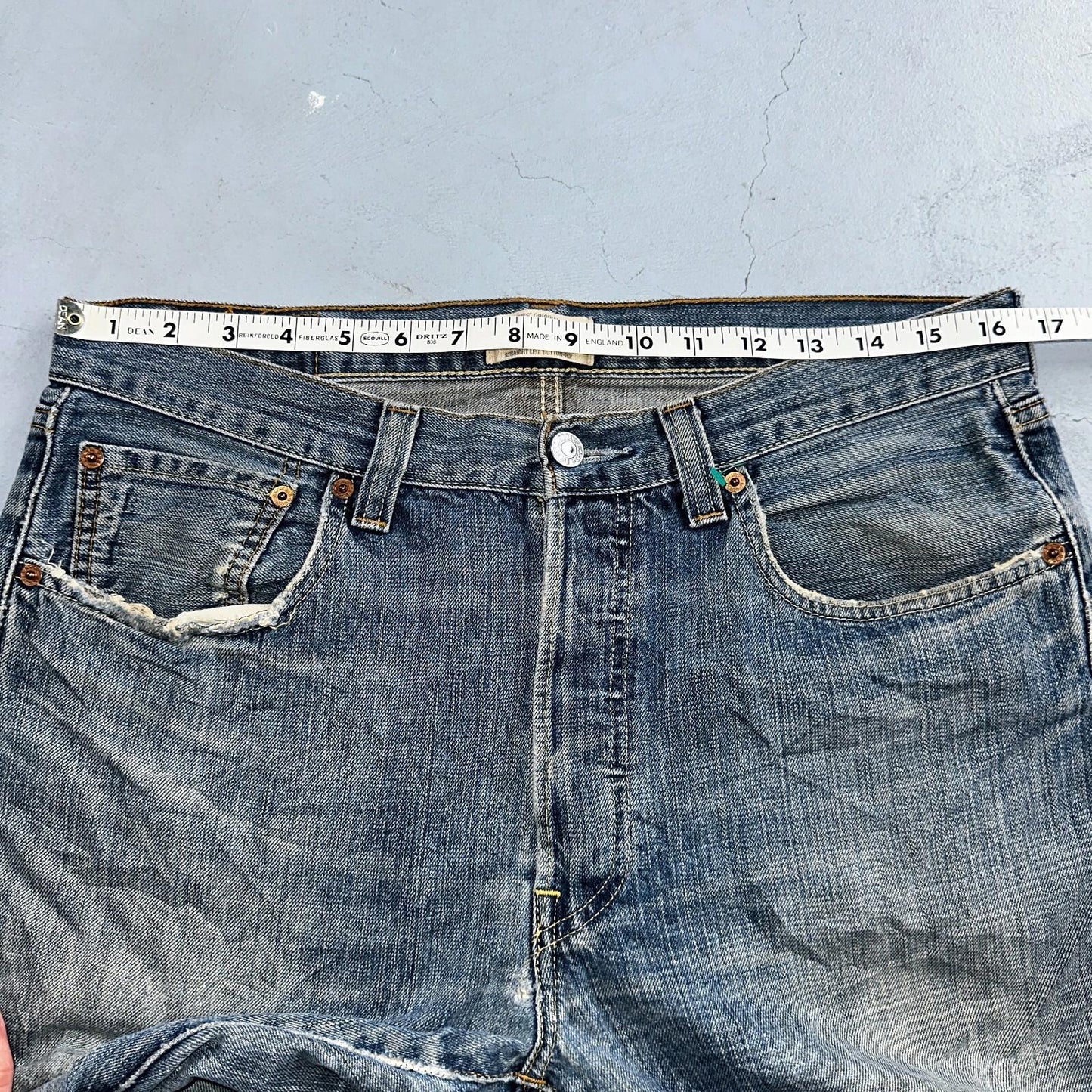 Levis 501 Vintage Y2K XX Straight Leg Jeans Blue Med Wash 33x34 Act 33x33