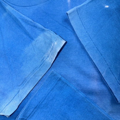 VTG 90s Nike Blank Blue T Shirt Distressed Bleached Grunge Swoosh Tag USA