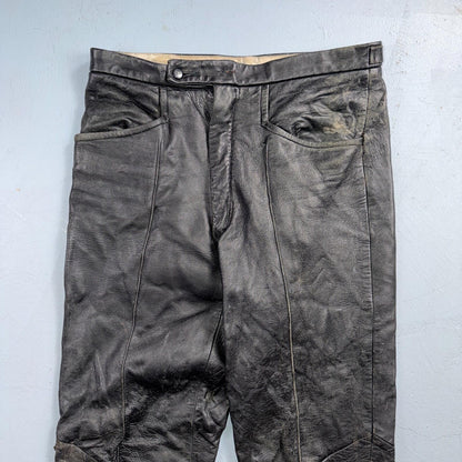 VTG 1950s 1960s Black Leather Motorcycle Pants 31x31 Rockabilly 50s 60s Buco Sty