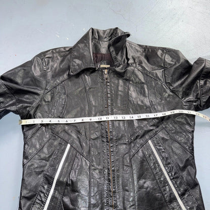 Genuine Leather Jacket Black Mens Size M 100% 1980s 80s Ideal Zipper BucO Racer