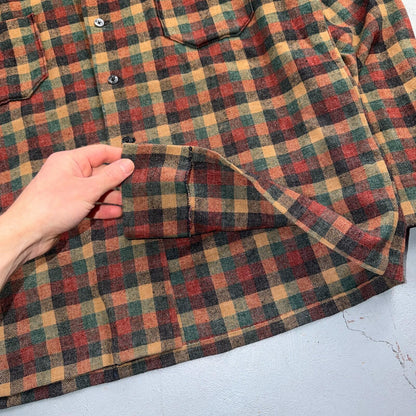 VTG 1950s 1960s Board Shirt Wool Nylon Plaid Flannel Shirt Rockabilly Checker