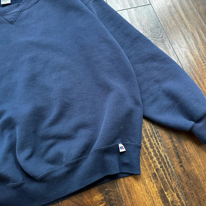 Vintage Russell Athletic Sweatshirt Navy Blue 2XL 90s Kanye V USA Basic Clean