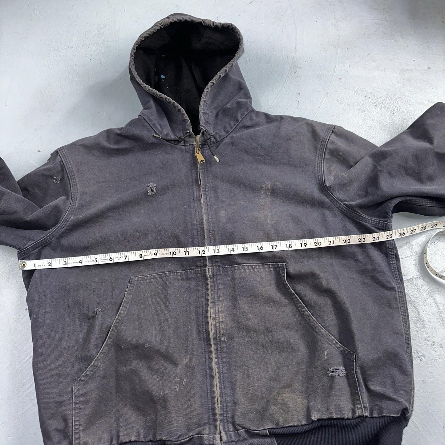 Carhartt Jacket VTG Mens Large Purple Hooded Distressed Bomber J208 MDT Thrashed