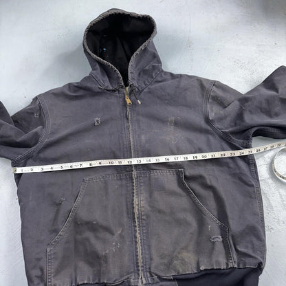Carhartt Jacket VTG Mens Large Purple Hooded Distressed Bomber J208 MDT Thrashed