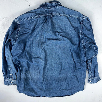 Polo Ralph Lauren Denim Blaire Button Front Oxford Shirt XL Vintage 90s