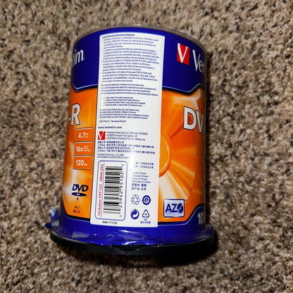 100 VERBATIM 16X DVD DVD-R 4.7GB Branded/ Logo Media Disc 96525