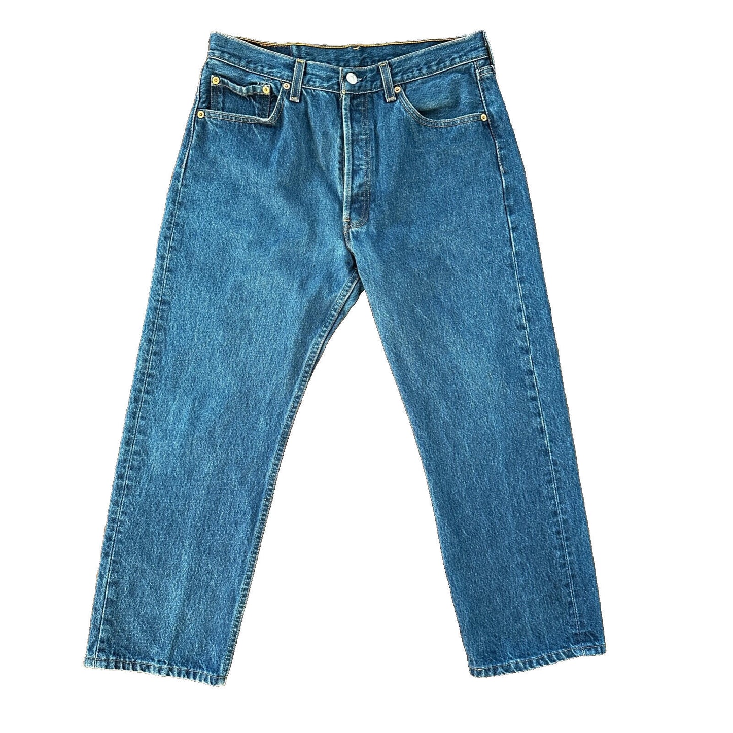 VTG Levis 501 XX Button Fly 90s USA Jeans Denim Straight Capri 34x30 Act 30x25