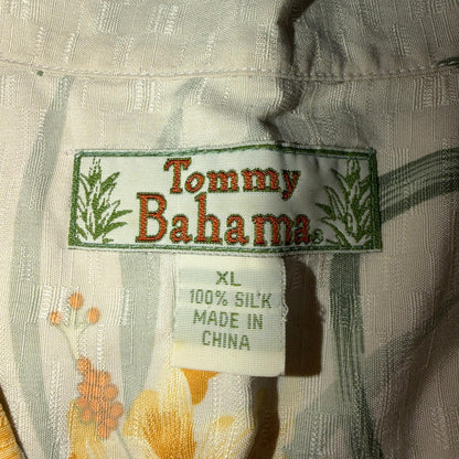 Tommy Bahama VTG Hawaiian Loop Collar Tropical Floral Silk Camp Shirt XL