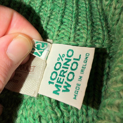 Aran Sweater Market Fisherman Wool Sweater Womens Size XS Ireland Green Zip Up